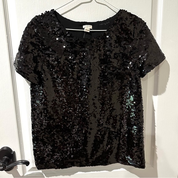 J.Crew Black SequinShort Sleeve Top. NWT - Picture 3 of 6
